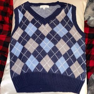 knit blue vest